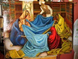 Painting of a Sari shop after conservation.