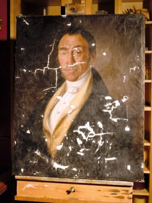 Portrait after full lining, cleaning and filling.