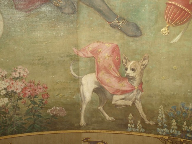 19th century marouflaged canvas paiting part way through varnish removal