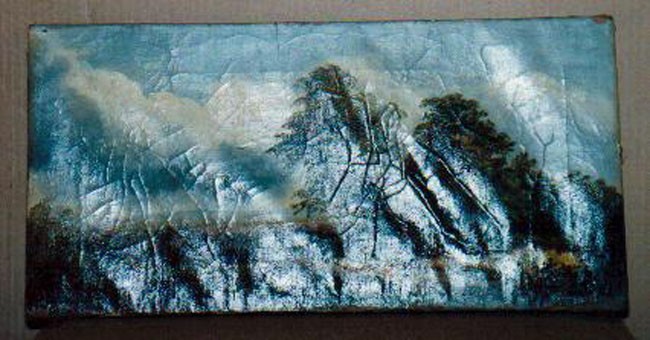 19th century landscape in raking light before lining